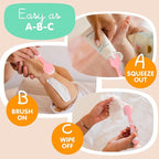 Bumco Baby Bum Brush - BPA-Free Diaper Cream Spatula with Suction Cup Base, Soft & Flexible Silicone, Wipe-Clean, Mom-Invented Diaper Bag Essentials (Light Pink Swirl)