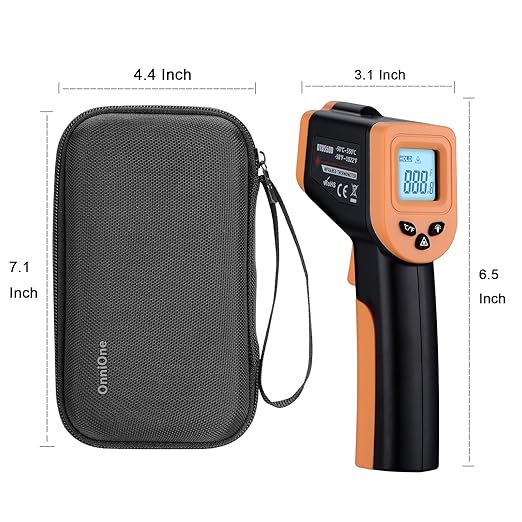 Infrared Thermometer Gun for Cooking, OnniOne Laser Thermometer Gun for Blackstone Pizza Oven, -58℉~1022℉ Non Contact Temperature Gun with Carrying Storage Case, LCD Backlit (NOT for Human)