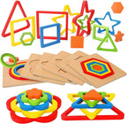 Toddler Puzzles Montessori Toy Wooden Shape Sorting Puzzle Sensory Toy Toddler Activities Preschool Learning Educational Autistic Developmental 1 2 3 Year Old Girl Boy 1-3 Dementia Game Easter Gift