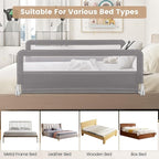 HONEY JOY Bed Rail for Toddlers, 59-in Extra Long, Portable Safety Bed Guardrail w/Double Safety Child Lock, Foldable Baby Bed Rail Guard, Fit King & Queen Full Twin Size Bed Mattress (1 Pack, Gray)