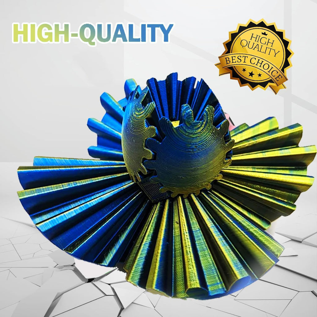 Gear Ball for ADHD 3D Printed Gear Ball Steampunk Whirling Wonder Fidget Toy Gearsphere Gear Ball for Stress and Anxiety Relaxing Fidget Ball Ideal for Sensory Needs and Autism (Laser Yellow Blue)