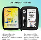 Evo Entry Kit: Interactive Coding Robot, Kids Ages 5+, Includes Color Code Markers, Charging Cable, Zip Case, Access to 700+ STEM Lessons - Educators & Parents, No Coding Experience Required