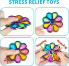 Metal Fidget Spinner, Push Popping Bubble Fidgets Sensory Toys, Party Favors for Kids 3-12, Toy for Adult Anxiety Relief, Gifts for Autistic Boys (Flower)