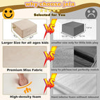 jela Foam Blocks 6Pcs Soft Play Equipment Luxury Miss Fabric, Toddler Climbing Toys Indoor Soft Play Climbing for Toddlers, Lightweight Climbing Blocks for Babies, Kids, Climb and Crawl Foam Playset