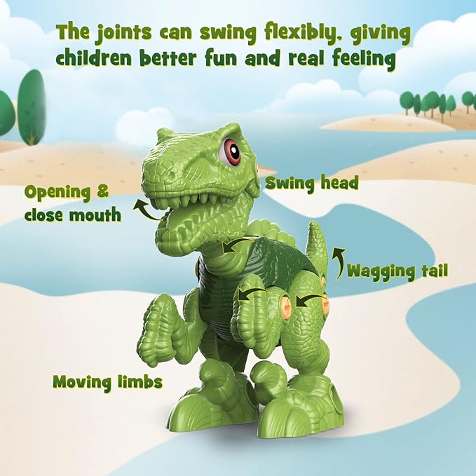 Laradola Dinosaur Toys for 4 5 6 7 8 Year Old Boys, Take Apart Dinosaur Toys for Kids 3-5 5-7 STEM Construction Building Kids Toy with Electric Drill, Party Birthday Gifts