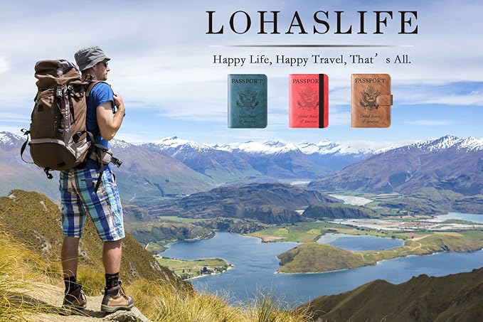 Passport Holder Cover Wallet Travel Essentials Leather Rfid Blocking Case Vacation Luggage Must Haves Travel Accessories for Men Women (116#Brown)