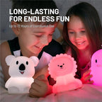 Lumipets Remote Control Silicone Night Light for Kids - Koala Design with 9 Soft Colors & Sleep Timer - Rechargeable, Battery-Operated Lamp for Bedroom | Baby Nursery, Toddler, Girls, Boys