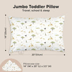 KeaBabies Toddler Pillow with Pillowcase, Jumbo 14X20 - Soft Organic Cotton Toddler Pillows for Sleeping - Machine Washable - Perfect for Travel, Toddler Bed Set (Grasslands)