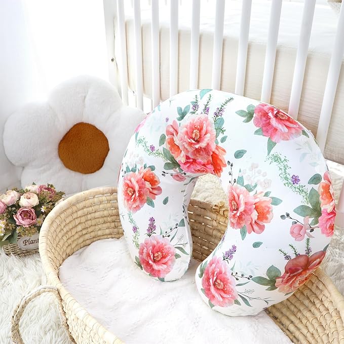 Pea Pod Nursing Pillow Cover Soft & Stretchy Removable Slipcover for Breastfeeding Pillows, Comfortable Nursing Pillow Case for Newborn, Snug Fit, Washable Feeding Pillow Slipcovers in Stylish Floral