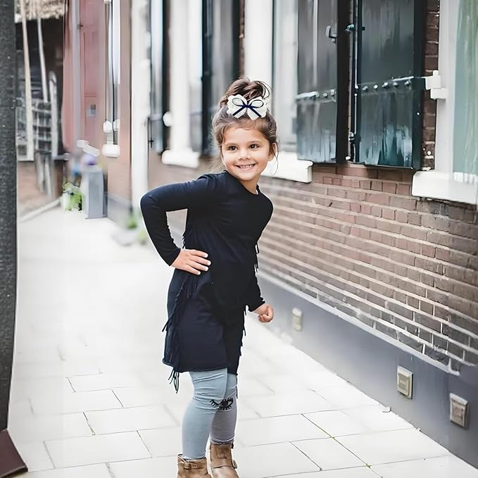 2pcs Navy Blue & White Lace Hair Bows, Alligator Bow Hair Clips, Handmade Hair Accessories