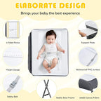 Costzon Baby Changing Table, Adjustable Height Portable Diaper Station w/Lockable Wheels, Safety Belt, Large Storage Rack & Bag, Folding Nursery Station for Infant Newborn (Grey)