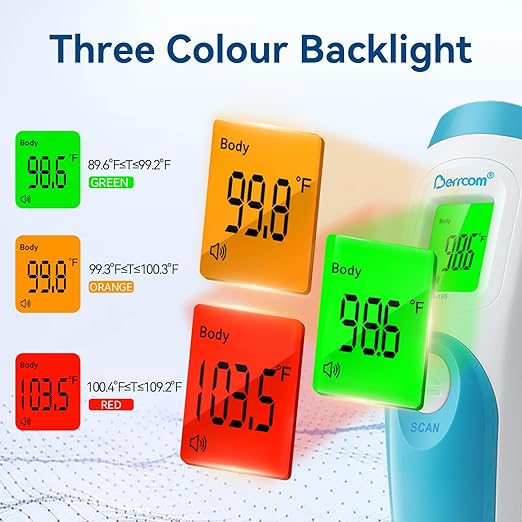 Berrcom Non Contact Forehead Thermometer Digital 3 in 1 Contactless Infrared Thermometer for Babies Adults Objects and Space Instant Measuring Time Memory Function