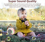 YF96 Mini Karaoke Machine for Kids - Built-in Phone Holder, Portable KTV Microphone Speaker, 7 Fun Sound Effects, Bluetooth, Type-C Charging, Perfect for Family Singing Pink