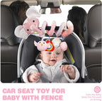 Jollybaby Baby Car Seat Stroller Toys, Plush Activity Hanging Spiral Activity Pram Crib with Music Box, Rattles, Squeaker for Babies Infant Boys Girls(SZ Pink Elephant)