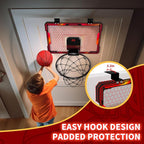 Mini Basketball Hoop with LED Lighting, Electronic Scoreboard, 3 Modes, Over Door Mount, Gift for Kids & Adults (Red)