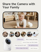 Baby Monitor with Camera and Audio - 2K Color Night Vision, WiFi Video Baby Monitor - 355° Pan/70°Tilt, AI Motion/Cry/Temp/Humidity Alerts, 2-Way Audio, App for 20 Users, 8 Lullabies