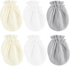 Newborn Mittens No Scratch 100% Cotton Mitts Boy Girl baby mittens 0-6 months 6 Pack