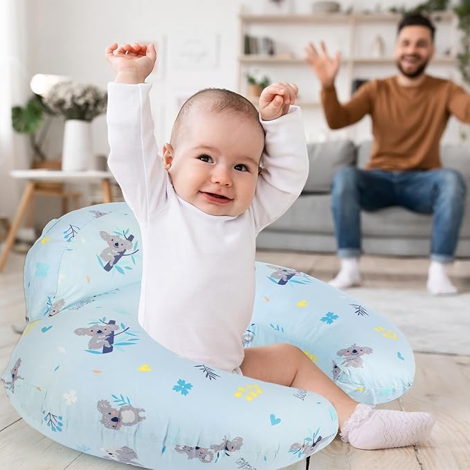 Nursing Pillow for Breastfeeding, Breastfeeding Pillows for More Support for Mom and Baby, with Plus Size Ergonomic Design and Removable Cotton Cover, Blue