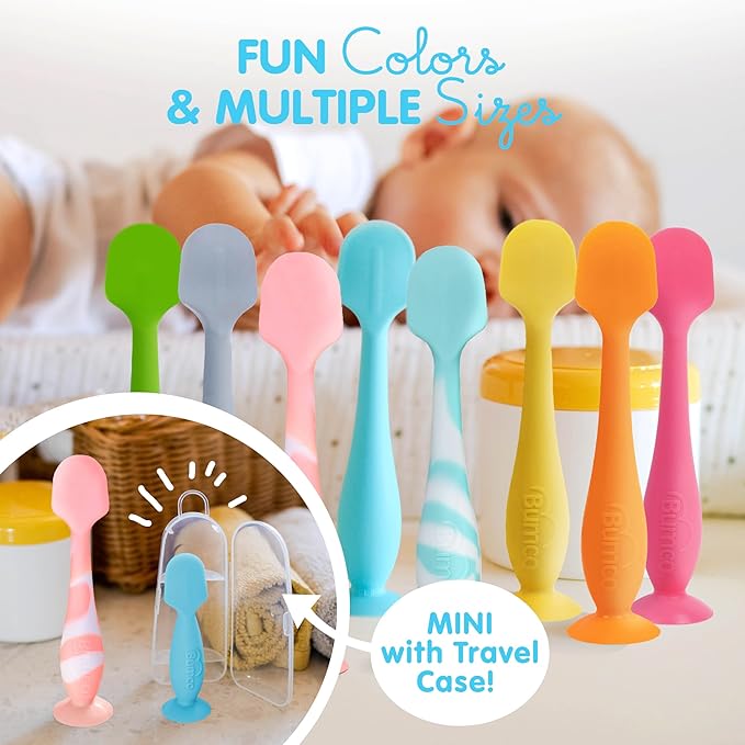 Bumco Baby Bum Brush - BPA-Free Diaper Cream Spatula with Suction Cup Base, Soft & Flexible Silicone, Wipe-Clean, Mom-Invented Diaper Bag Essentials (Light Pink Swirl)