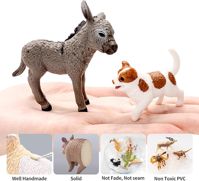 9PCS Realistic Farm Animal Toys for Toddlers, Educational Learning Plastic Farm Toy Animal Figure Set Playset Including Cow Sheep Pig Dog Figurines for Kid