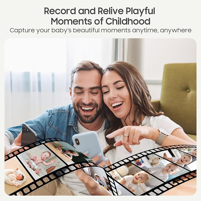 Smart WiFi Baby Monitor with Camera and Audio, 5.5” 1080P Wall-Mountable Display, 360° Pan & Tilt, HD Night Vision, Soothing Music, Multi-User Support, Two-Way Talk, Temperature & Motion Detection