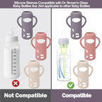 BUSOHA 3 Pack Silicone Sleeves for Dr Brown Glass Baby Bottles - Drop Protection Baby Bottle Sleeves,Compatible with Dr. Brown's Newborn Glass Bottles,with Silicone Handles,8 oz