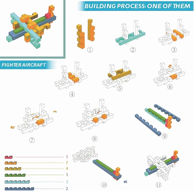 STEM Wooden Building Blocks -Mortise and Tenon Assembled into 15+ Shapes, Educational Toys Gift for Kids and Classroom,DIY Building Toys for Ages 5+ and Adults (15 in 1)