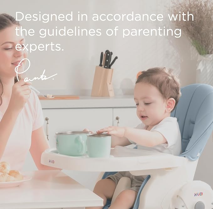 KÜB 3-in-1 Foldable Baby High Chair (Blue) | Multifunctional Infant High Chairs for Babies and Toddlers | Removable Seat & Tray for Easy Clean | 7 Height & 4 Recline Adjustable | 2 Locking Wheels