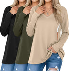 3 Pack Women's Oversize Nursing Shirts for Breastfeeding with Hidden Zippers Loose Fit Long Sleeve Maternity Tops