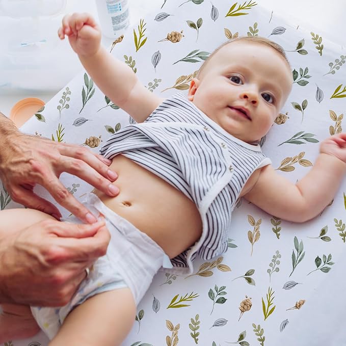 BROLEX Changing Pad Covers for Baby: Boy Girls Ultra Stretchy Soft 2 Pack, Rose Foliage