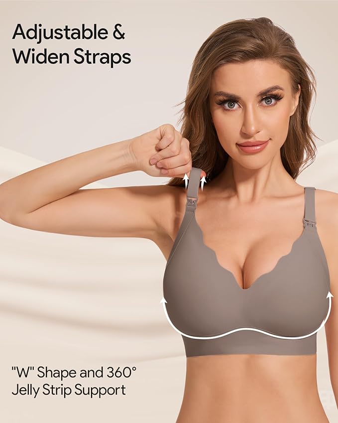 HBselect 3Pack Nursing Bras for Breastfeeding Seamless Scalloped Maternity Bras for Pregnancy Ultra Comfort Sleep Bras