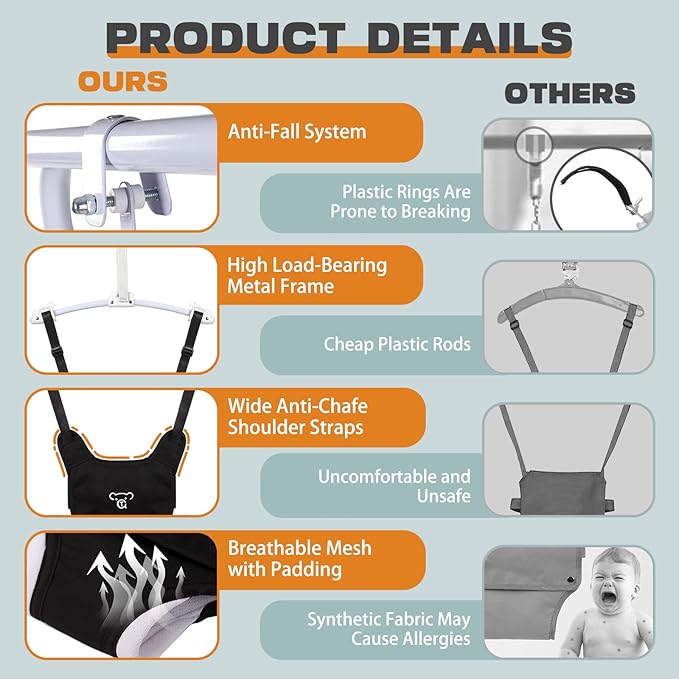 2-in-1 Baby Jumper & Swing - Foldable Stand, Stable Toddler Swing Set for Indoor & Outdoor Use