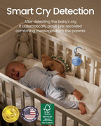 2025 Mom's Choice Awards, Portable Sound Machine for Baby Adult, AI Cry Detection, 18 Soothing Sound, Bluetooth Rechargeable White Noise Machine for Home Office Travel, Nursery Light, Blue