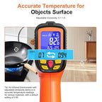 -58°F to 2732°F Digital Infrared Thermometer Gun, 50:1 Distance Ratio Laser Temperature Gun with MAX/MIN/AVG Measure and Alarm, Heat IR Temp Gun for Cooking, Griddle, HVAC, Industrial Forging