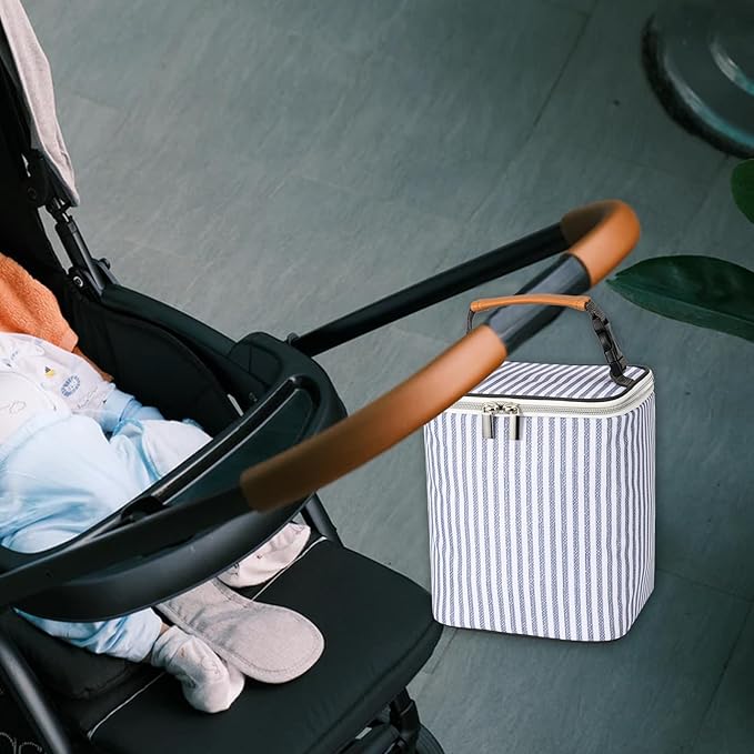 Breast Milk Cooler Bag with Ice Pack Fits 4 Baby Bottles Up to 9 Ounce, Baby Bottle Tote Bag Great for Nursing Mom Daycare