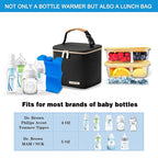 Insulated Bottle Bag with Ice Pack Fits 4 Large Baby Bottles Up to 5 Ounce, Cooler Bag Great for Nursing Mom Daycare-Black