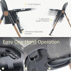 6 in 1 Convertible High Chairs for Babies and Toddlers,Portable High Chair with Dishwasher Tray and 4 Wheel,Booster Seat for Dining Table,Foldable Toddle and Baby Feeding Highchair (Gold-Grey)