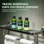 Travel Shampoo Conditioner and Body Wash Gift Set Trio, Travel Size Hair Care & Body Care for Trip, Outdoor, Camping, Hotel & Gyms, Anti-Dandruff, Nourish, Gentle For Baby, 3.38 Oz Travel Size Bottles