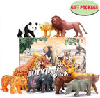 24Pcs Safari & Zoo Animals Figures, Realistic Plastic Animal Toys Set for Kids 1 2 3, Lion, Elephant, Perfect for Play, Education, Baby Shower Decor,Party Supplies Cake Topper