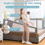 BABY JOY Bed Rail for Toddlers, 77'' Extra Long, Height Adjustable & Foldable Baby Bed Rail Guard w/Storage Pocket & Double Safety Child Lock for Kids Twin Double Full Size Queen King Mattress (Gray)