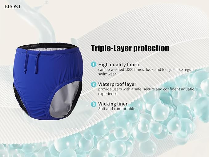 Youth Special Needs Reusable Swim Diapers Swimwear for Incontinence Cloth Diaper Covers Waterproof,Leakproof, Unisex (8-10T, Blue)