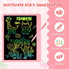 Decute Kids Toys LCD Writing Tablet with Stylus, 15 Inch Erasable Toddlers Doodle Board, Reusable Drawing Pad for Kids, Educational Christmas Birthday Gift for 3 4 5 6 7 8 Girls Boys Toddler Pink