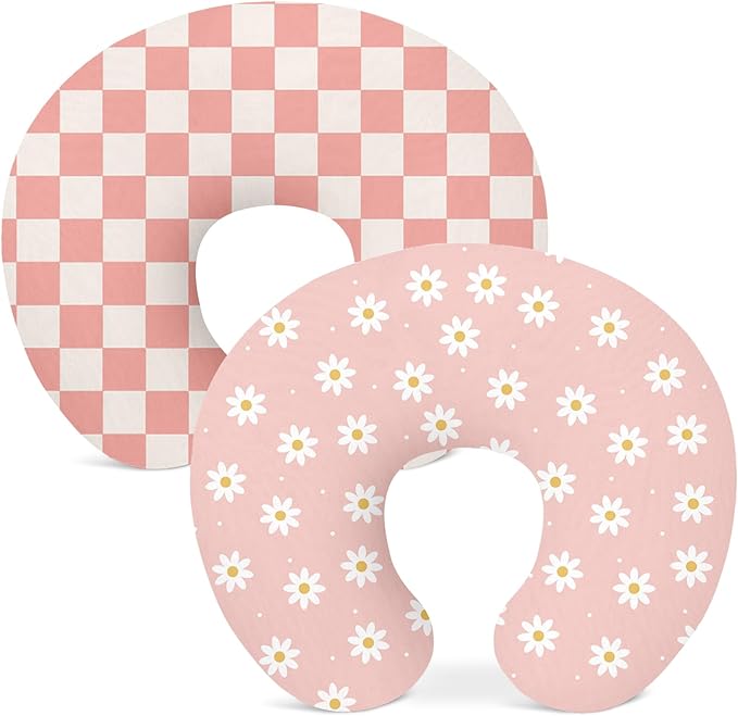 Nursing Pillow Covers 2 Pack, Breastfeeding Pillow Slipcovers Soft and Stretchy, Nursing Covers for Baby Girls Boys Newborn