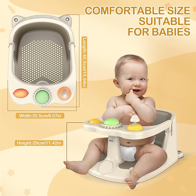 Baby Bath Seat for Babies 6 Months & Up - Non-Slip Toddler Bath Seat for Baby & Newborn with Suction Cups, Safe Baby Bath tub Seat with Suction Cups, Baby Bath Chair