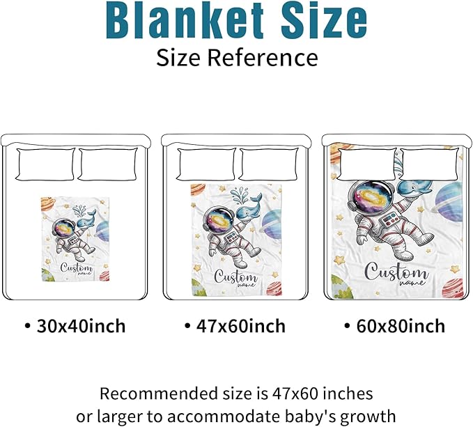 Personalized Baby Crib Bedding Set – Fun Space Theme Nursery Bedding Sets 3 Piece with Custom Name Blanket, Fitted Crib Sheet & Changing Pad Cover – Ideal Newborn Gift for Boys Girls