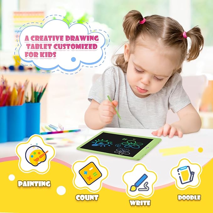 LCD Writing Tablet for Kids Age 3-12 Years-10 Inch, Portable/Interactive/Mess Free Coloring/Reusable Used for Family Educational Learning, Travel Calm Down Toys, Sketch Pad, Stuffers Gifts for Teen
