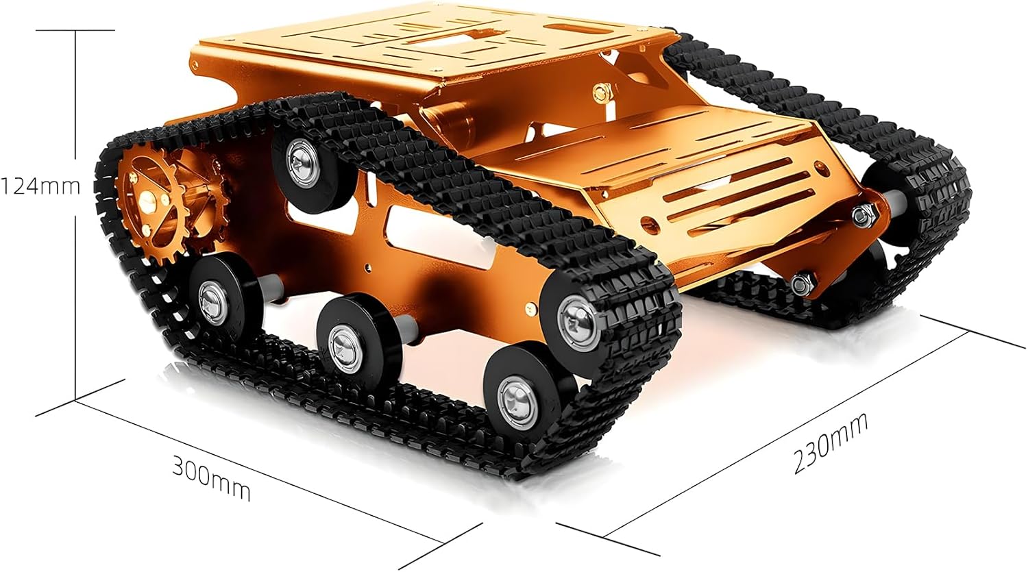 Tank Car Chassis with Encoder Motor, Shock Absorbing Robot Chassis Full-Metal Robotic Moving Platform Track for RaspberryPi Arduino Jetson Microb DIY Maker Smart Robot Car Learning Kit