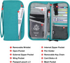 ZOPPEN Passport Holder Family RFID Passport Wallet, Passport Holder Women/Men, Travel Wallet Documents Organizer Zipper Case with Removable Wristlet Strap, Travel Essentials for Flying