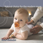 PaciBamber - Natural Pacifier and Baby Teething Toy Amber Oil Pacifier, Special Baltic Amber with Natural Rubber BPA-Free and Soft for Sore Gums, Baby Pacifiers 6-12 Months (PaciBamber-2unit)