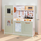 Wooden Play Kitchen Toy Set with Light, Kids Children Pretend Toy Kitchen Playset, Sink Play Toy Oven with Microwave,Toddler Cooking Set Toy for Ages 3+ Baby Girls Boys (Green)